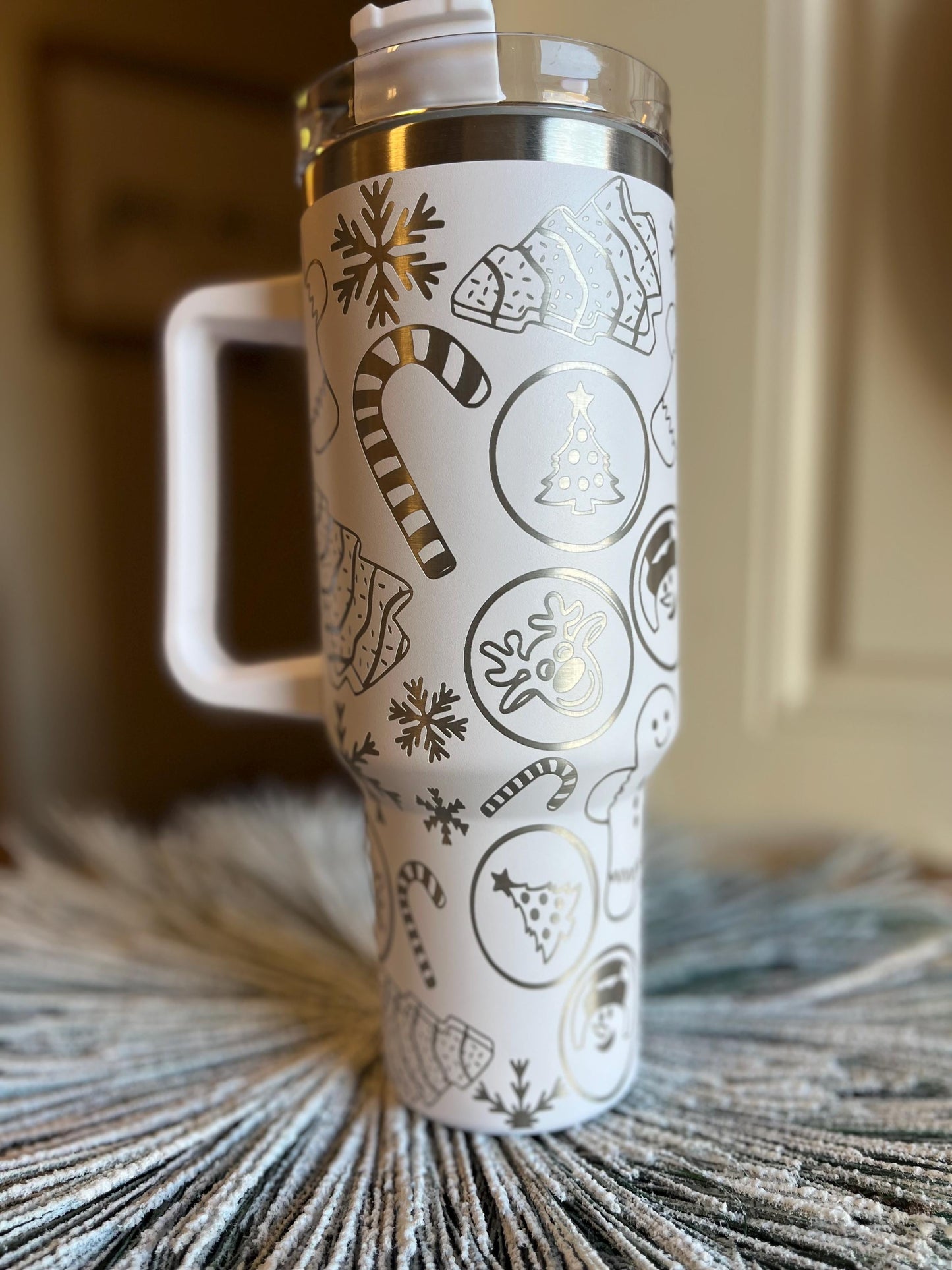 Christmas Treats Tumbler, 40oz Tumbler, Tumbler with handle and straw, Holiday tumbler, holiday gift, Christmas Mug