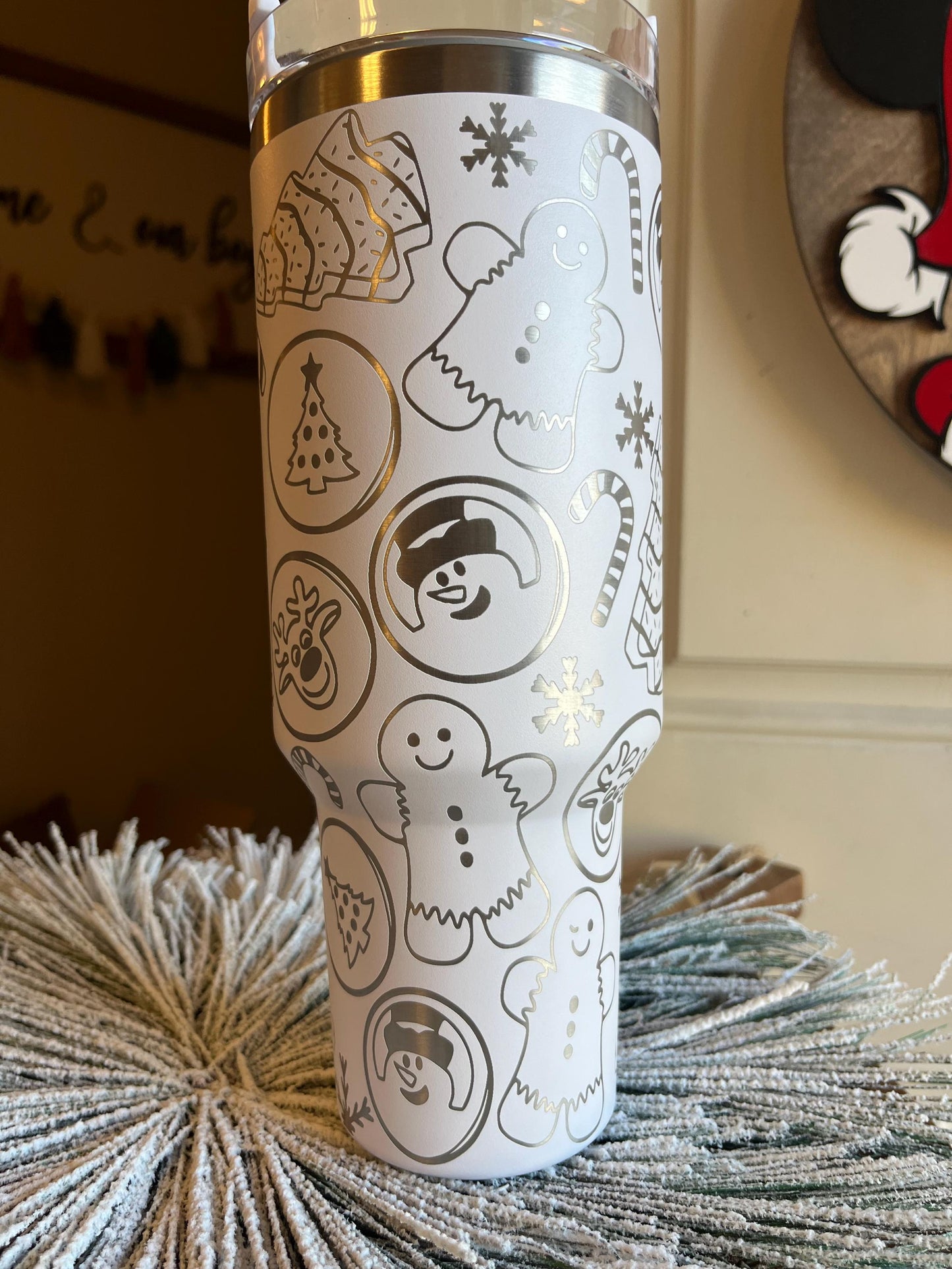 Christmas Treats Tumbler, 40oz Tumbler, Tumbler with handle and straw, Holiday tumbler, holiday gift, Christmas Mug